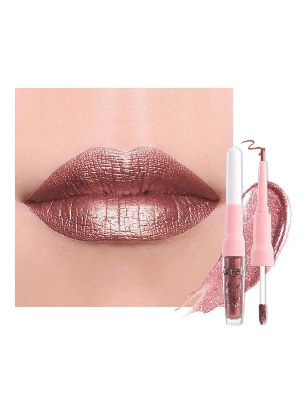 Womens 06# Dark Bronze-Metallic Glitter Liquid Lipstick lippies Lip Gloss